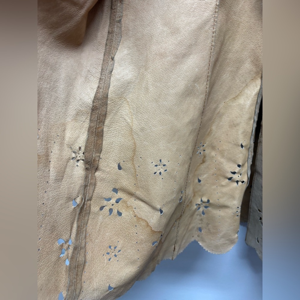 Tan Leather Women's Coat - Picture 11 of 16